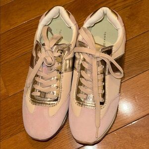 Tommy Hilfiger Women's Metallic Gold and Blush Sneakers